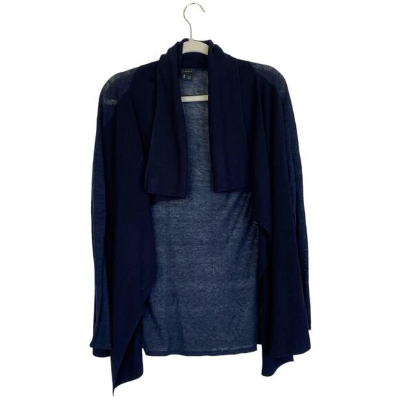 THEORY Navy Blue Draped Collar Cardigan Size Extra Small Basic Capsule Staple - Picture 1 of 6